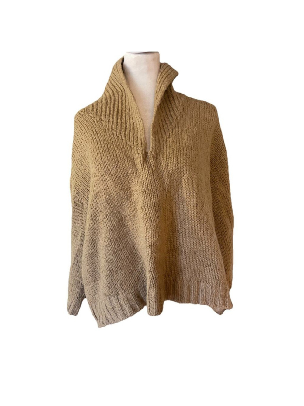 Gap Preppy Minimalist High Neck Cropped Alpaca Blend Oversized Cozy Sweater L